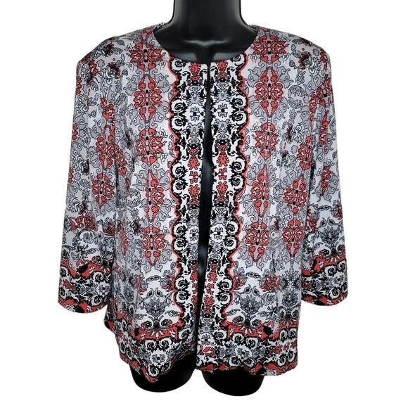 Joan Rivers Vintage Scroll Jersey Knit Jacket with 3/4 Sleeves size Medium - Picture 1 of 7